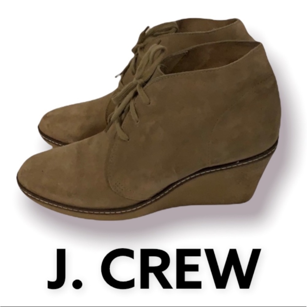 Authentic J. Crew designer suede leather wedge ankle boots booties Sz 10